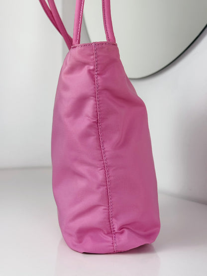Prada Vintage Pink Nylon Shoulder Tote Bag