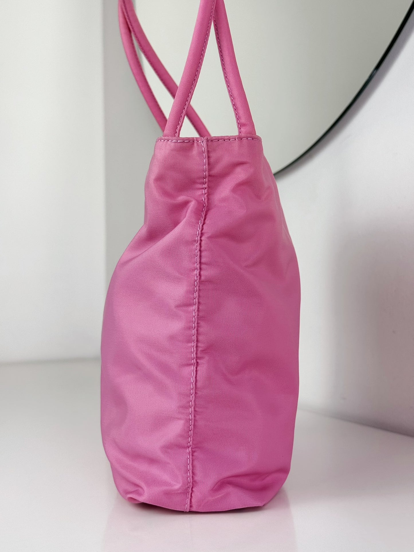 Prada Vintage Pink Nylon Shoulder Tote Bag