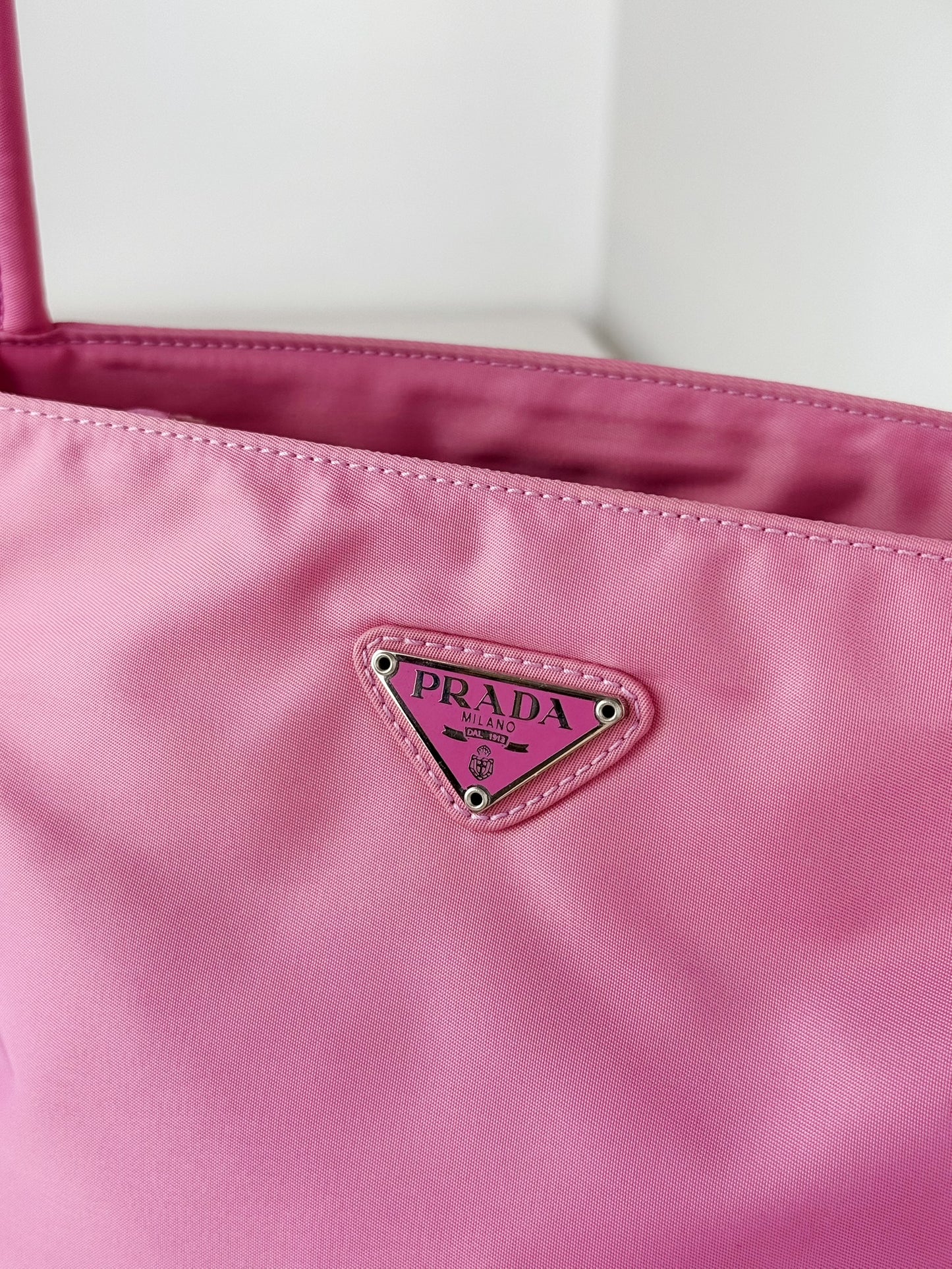 Prada Vintage Pink Nylon Shoulder Tote Bag