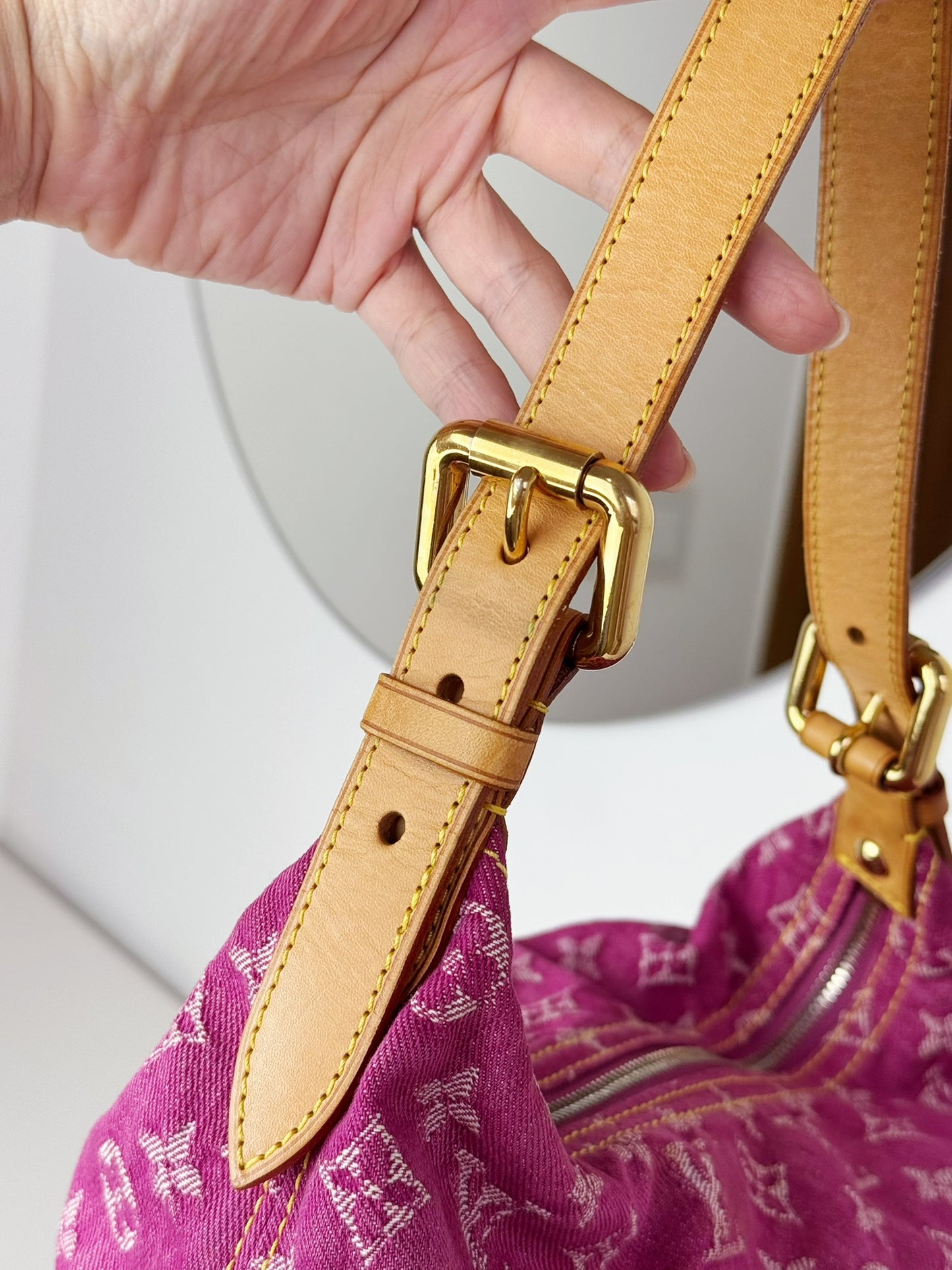 Louis Vuitton Vintage Pink Denim Baggy GM Shoulder Bag