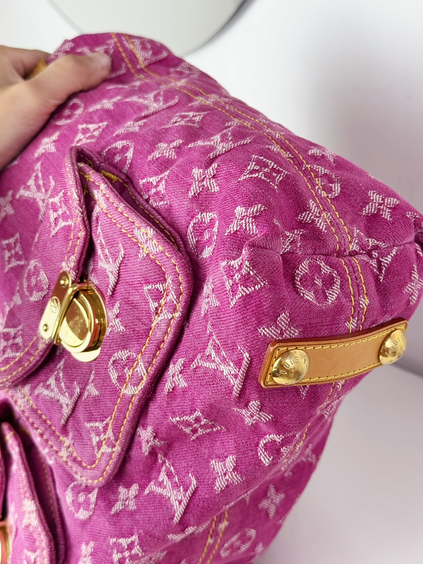 Louis Vuitton Vintage Pink Denim Baggy GM Shoulder Bag