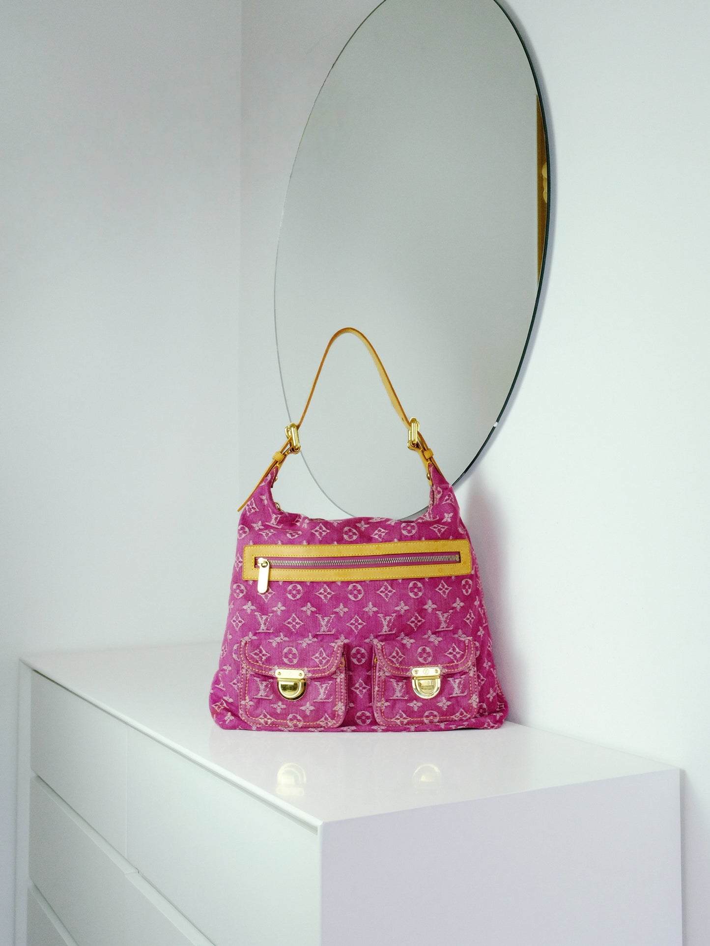 Louis Vuitton Vintage Pink Denim Baggy GM Shoulder Bag