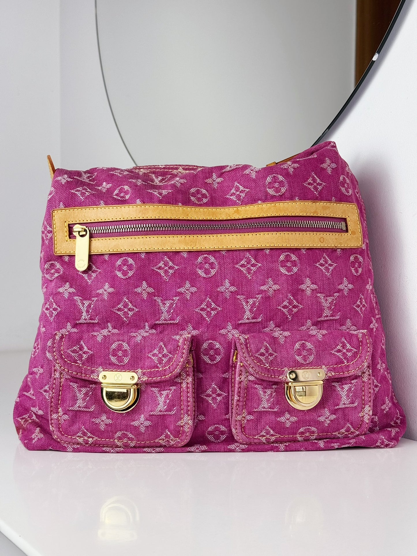 Louis Vuitton Vintage Pink Denim Baggy GM Shoulder Bag