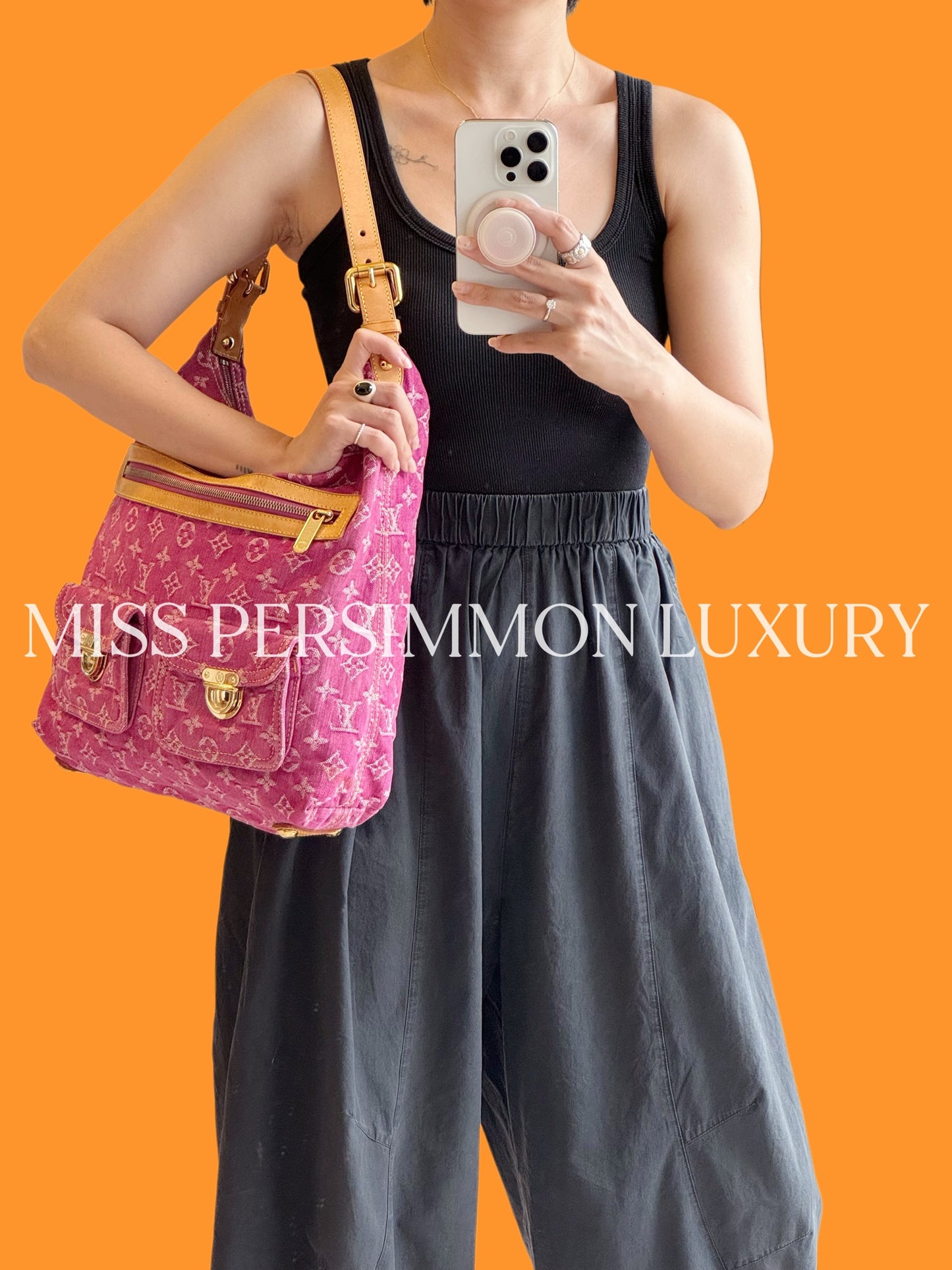Louis Vuitton Vintage Pink Denim Baggy GM Shoulder Bag