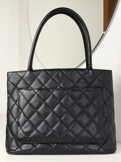 Chanel Vintage Caviar Medallion Gold Tote Handbag Shoulder Bag