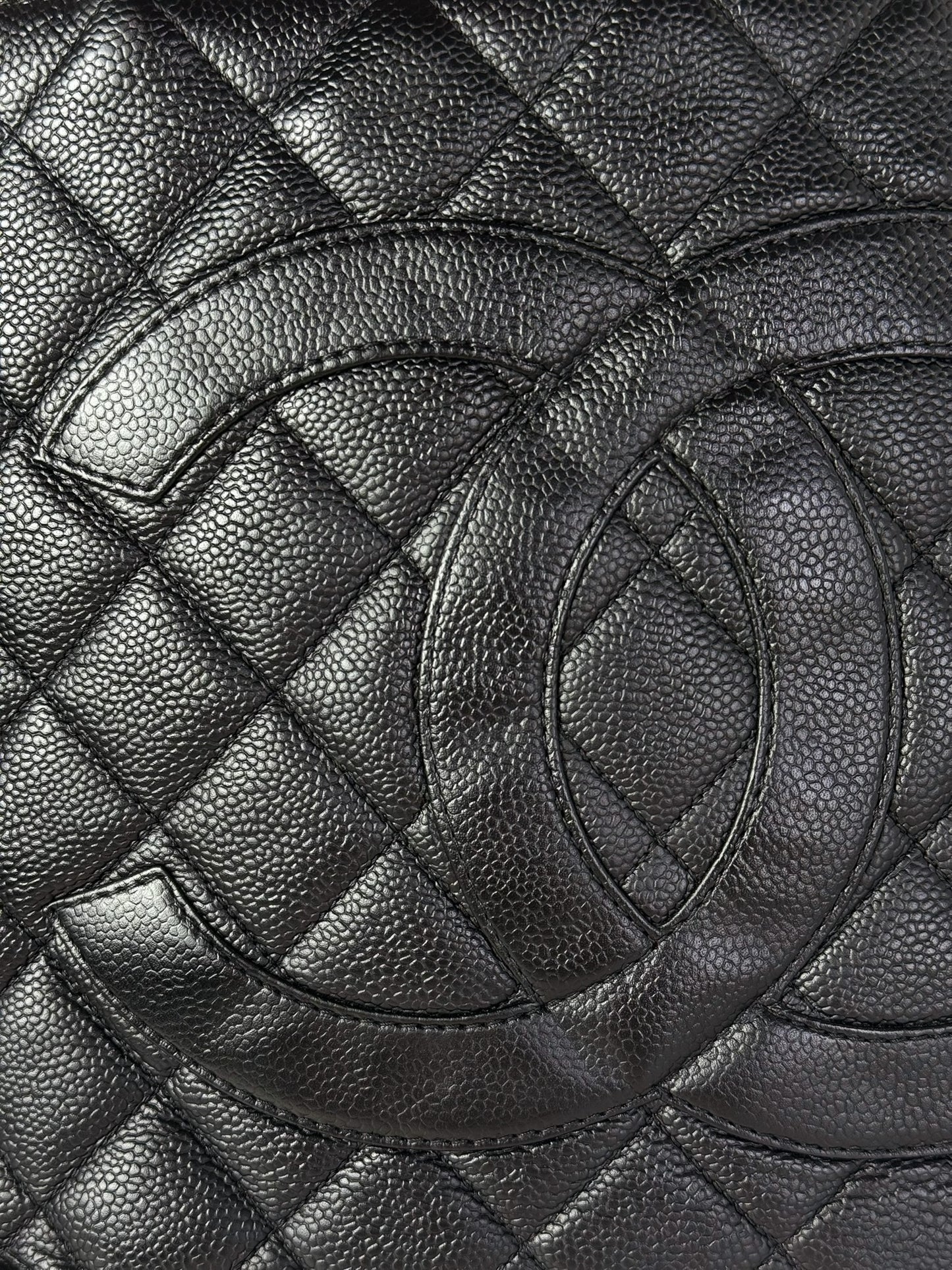 Chanel Vintage Caviar Medallion Gold Tote Handbag Shoulder Bag
