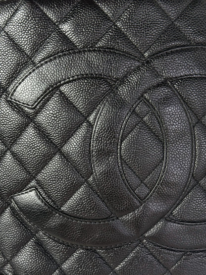 Chanel Vintage Caviar Medallion Gold Tote Handbag Shoulder Bag