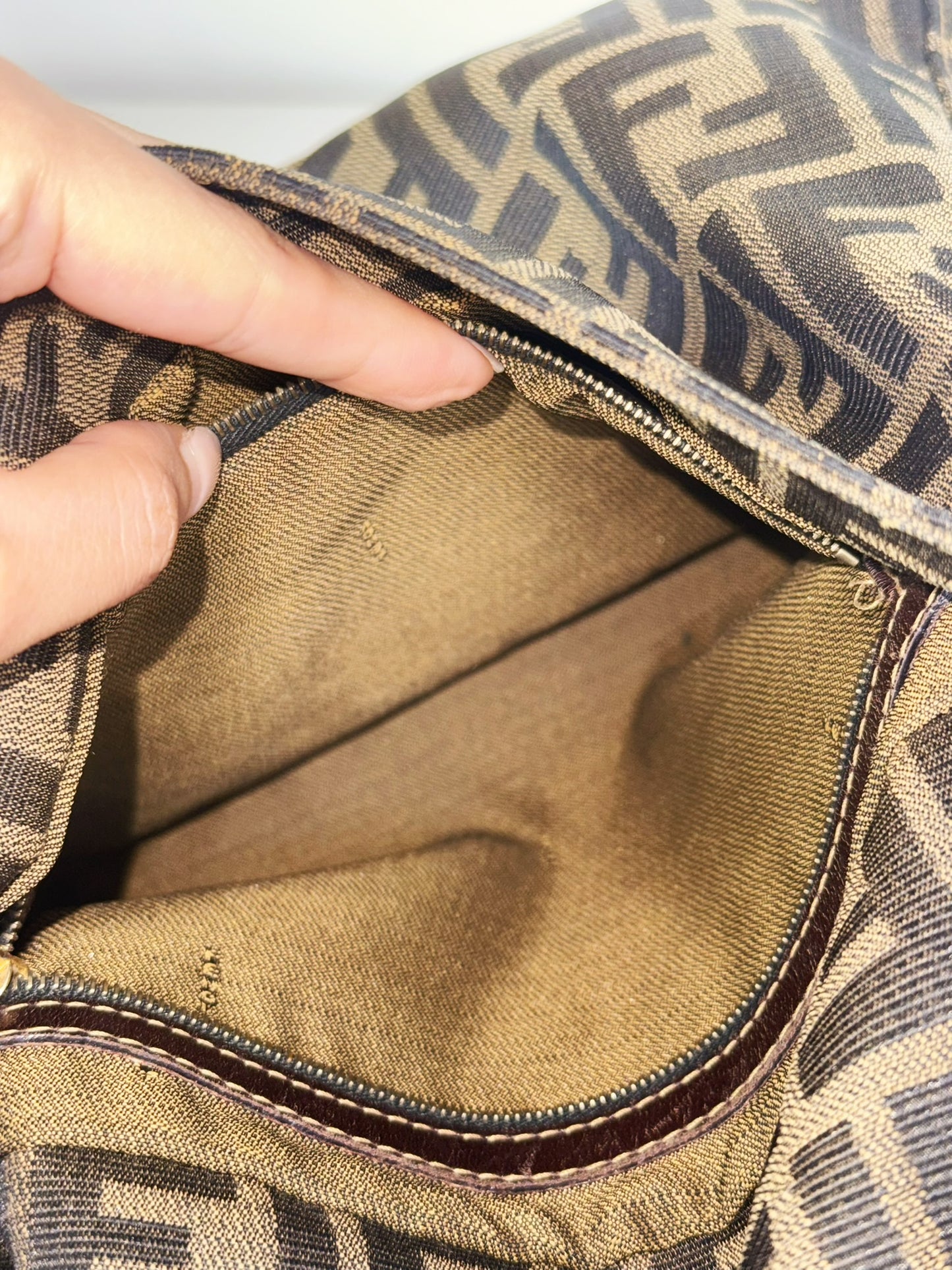 Fendi Vintage Zucca Mamma Gold Baguette Shoulder Bag