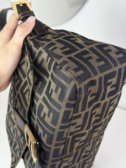 Fendi Vintage Zucca Mamma Gold Baguette Shoulder Bag