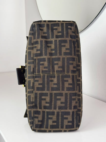 Fendi Vintage Zucca Mamma Gold Baguette Shoulder Bag