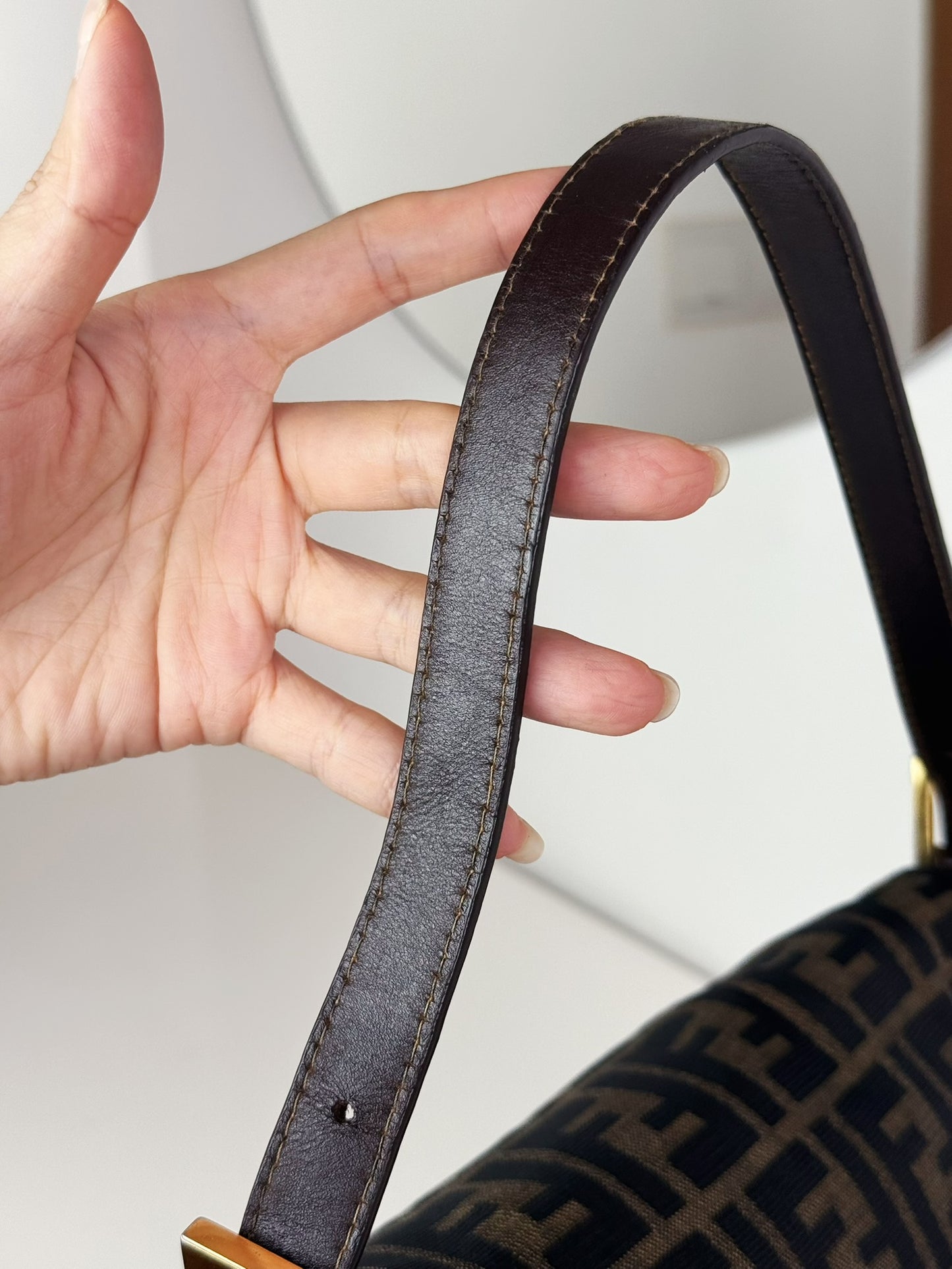 Fendi Vintage Zucca Mamma Gold Baguette Shoulder Bag