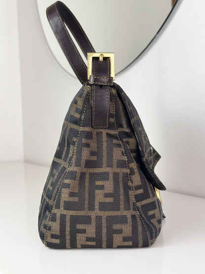 Fendi Vintage Zucca Mamma Gold Baguette Shoulder Bag