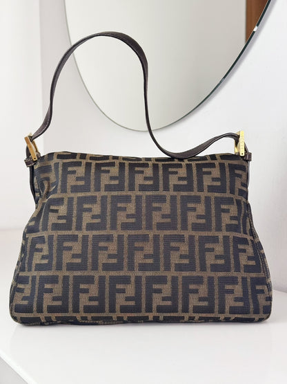 Fendi Vintage Zucca Mamma Gold Baguette Shoulder Bag