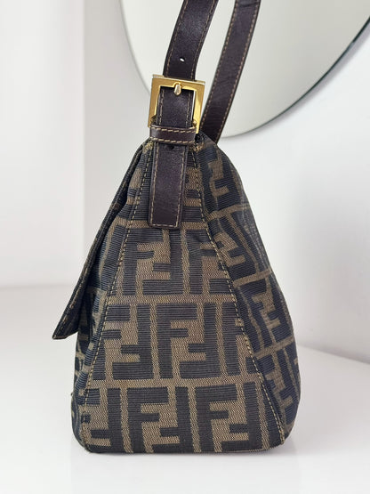 Fendi Vintage Zucca Mamma Gold Baguette Shoulder Bag