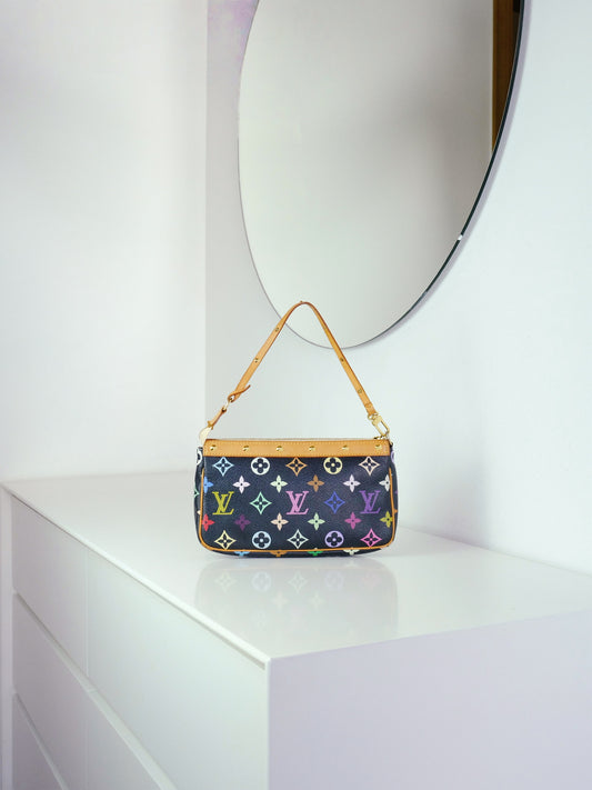 Louis Vuitton Vintage Takashi Murakami Multicolor Pochette Accessoires Shoulder Crossbody Bag