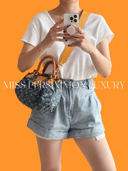 Louis Vuitton Denim Pleaty Handbag Crossbody Bag