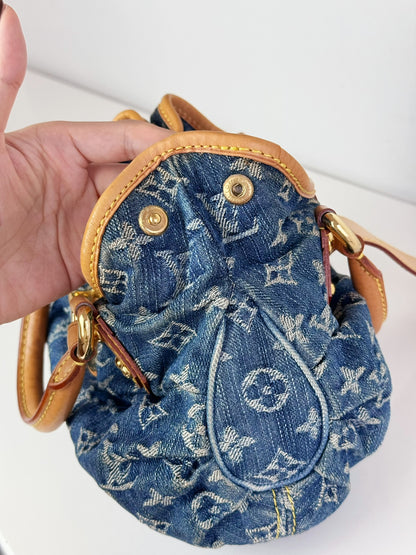 Louis Vuitton Denim Pleaty Handbag Crossbody Bag