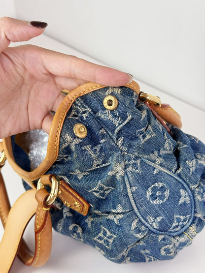 Louis Vuitton Denim Pleaty Handbag Crossbody Bag