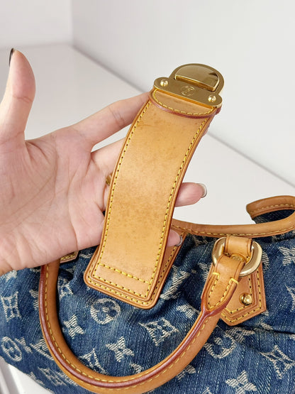Louis Vuitton Denim Pleaty Handbag Crossbody Bag