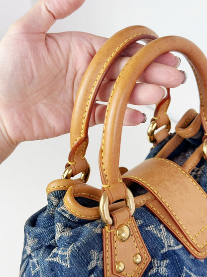 Louis Vuitton Denim Pleaty Handbag Crossbody Bag