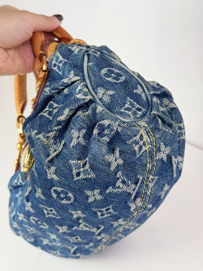 Louis Vuitton Denim Pleaty Handbag Crossbody Bag
