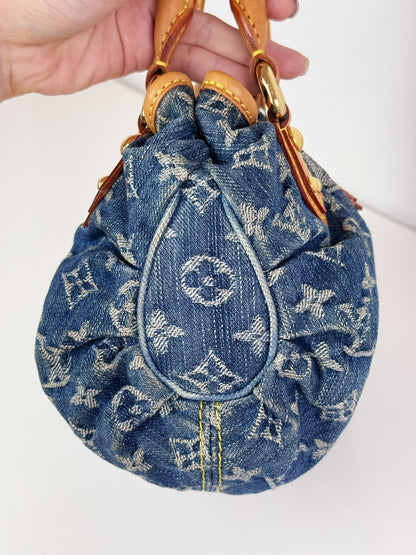 Louis Vuitton Denim Pleaty Handbag Crossbody Bag