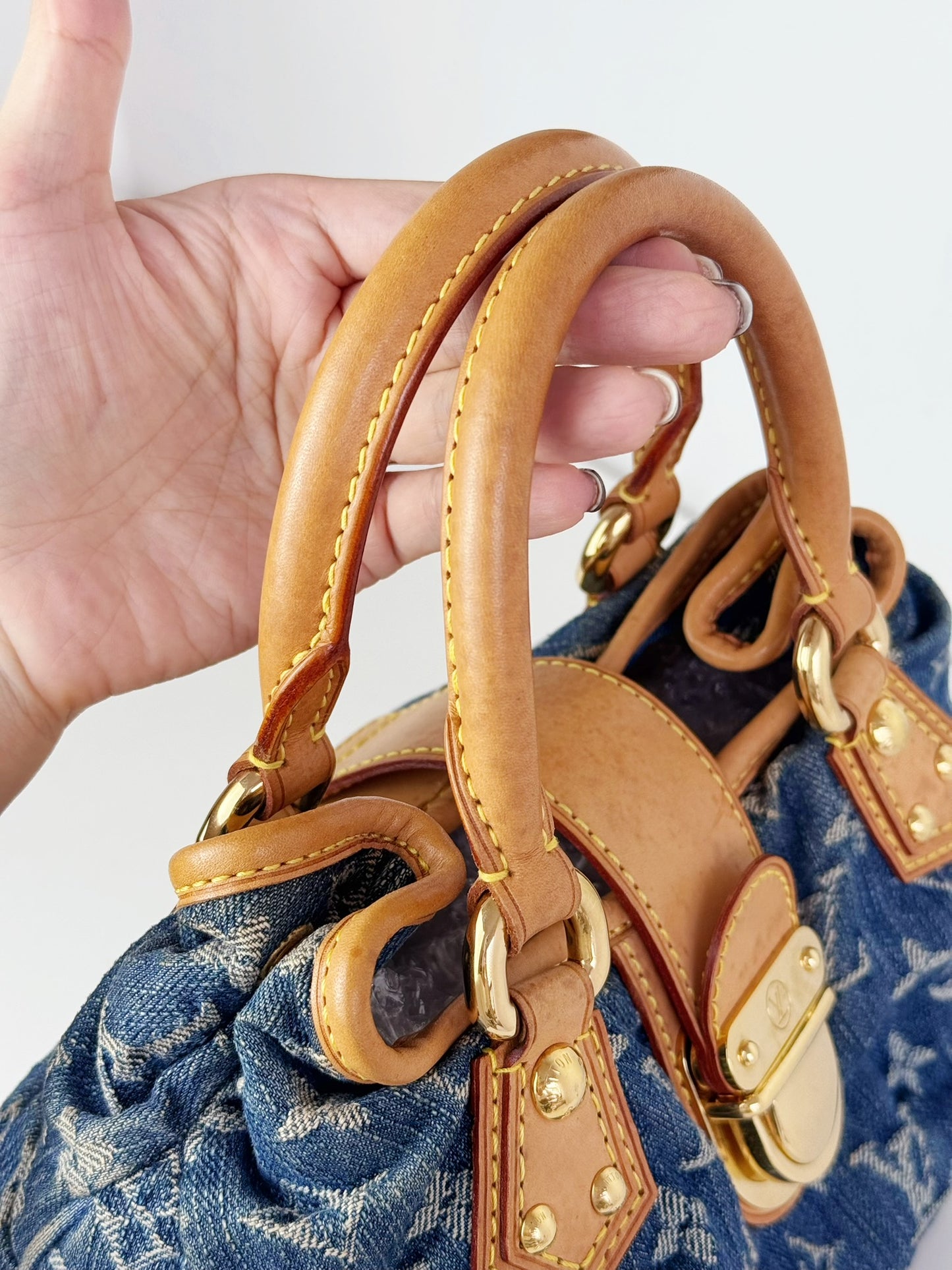 Louis Vuitton Denim Pleaty Handbag Crossbody Bag