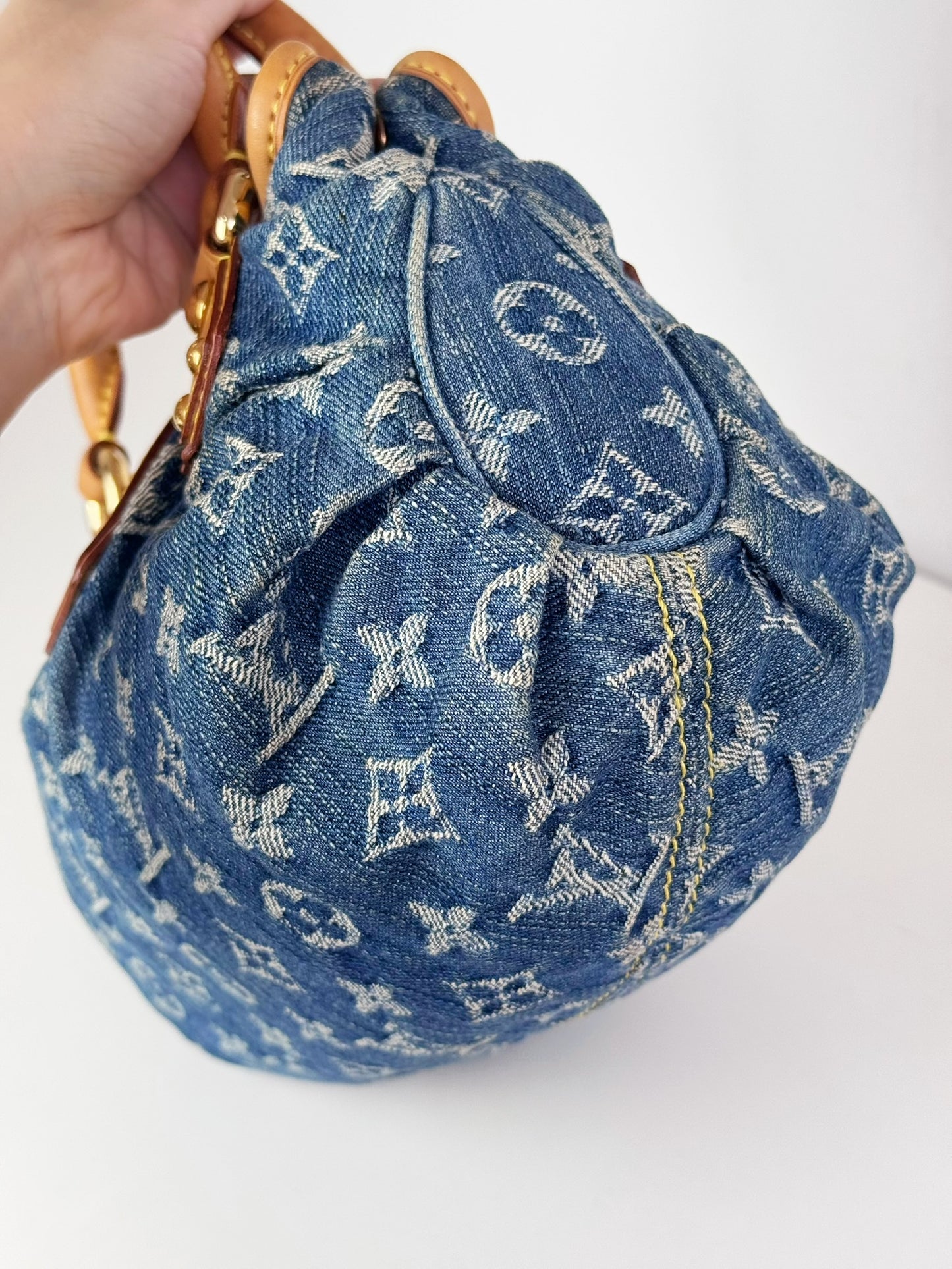 Louis Vuitton Denim Pleaty Handbag Crossbody Bag