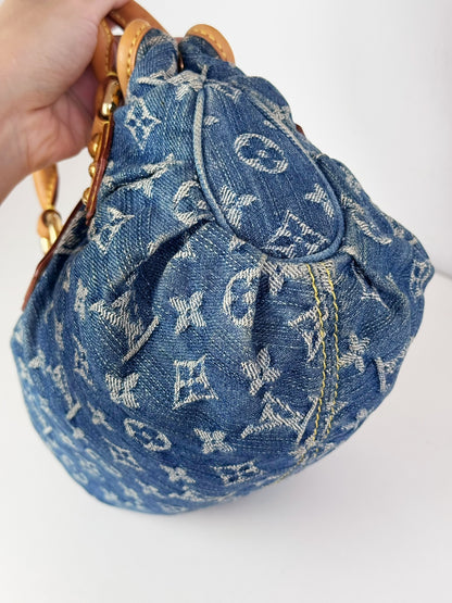 Louis Vuitton Denim Pleaty Handbag Crossbody Bag