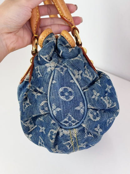 Louis Vuitton Denim Pleaty Handbag Crossbody Bag