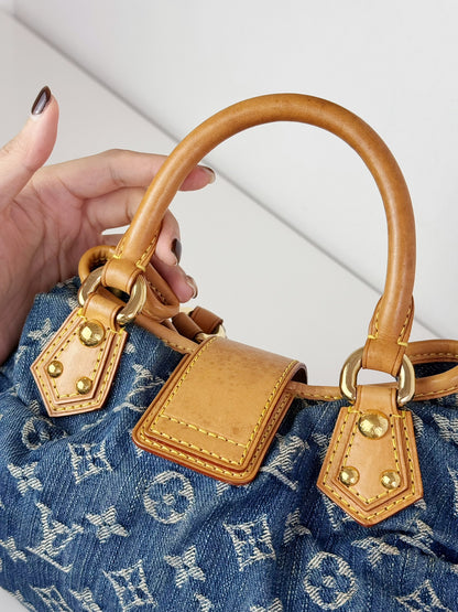 Louis Vuitton Denim Pleaty Handbag Crossbody Bag