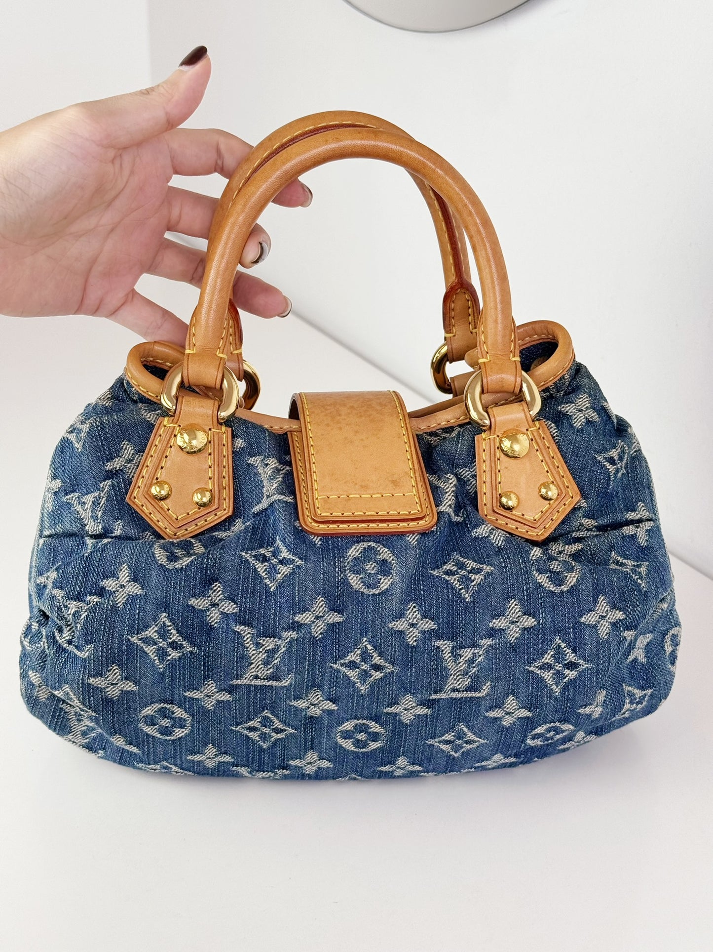 Louis Vuitton Denim Pleaty Handbag Crossbody Bag