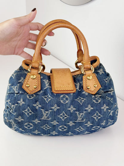Louis Vuitton Denim Pleaty Handbag Crossbody Bag