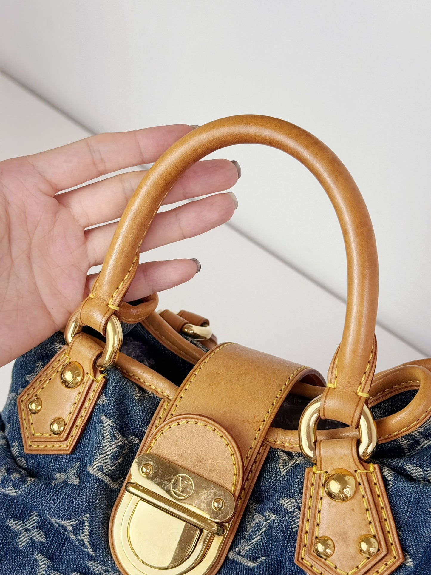Louis Vuitton Denim Pleaty Handbag Crossbody Bag