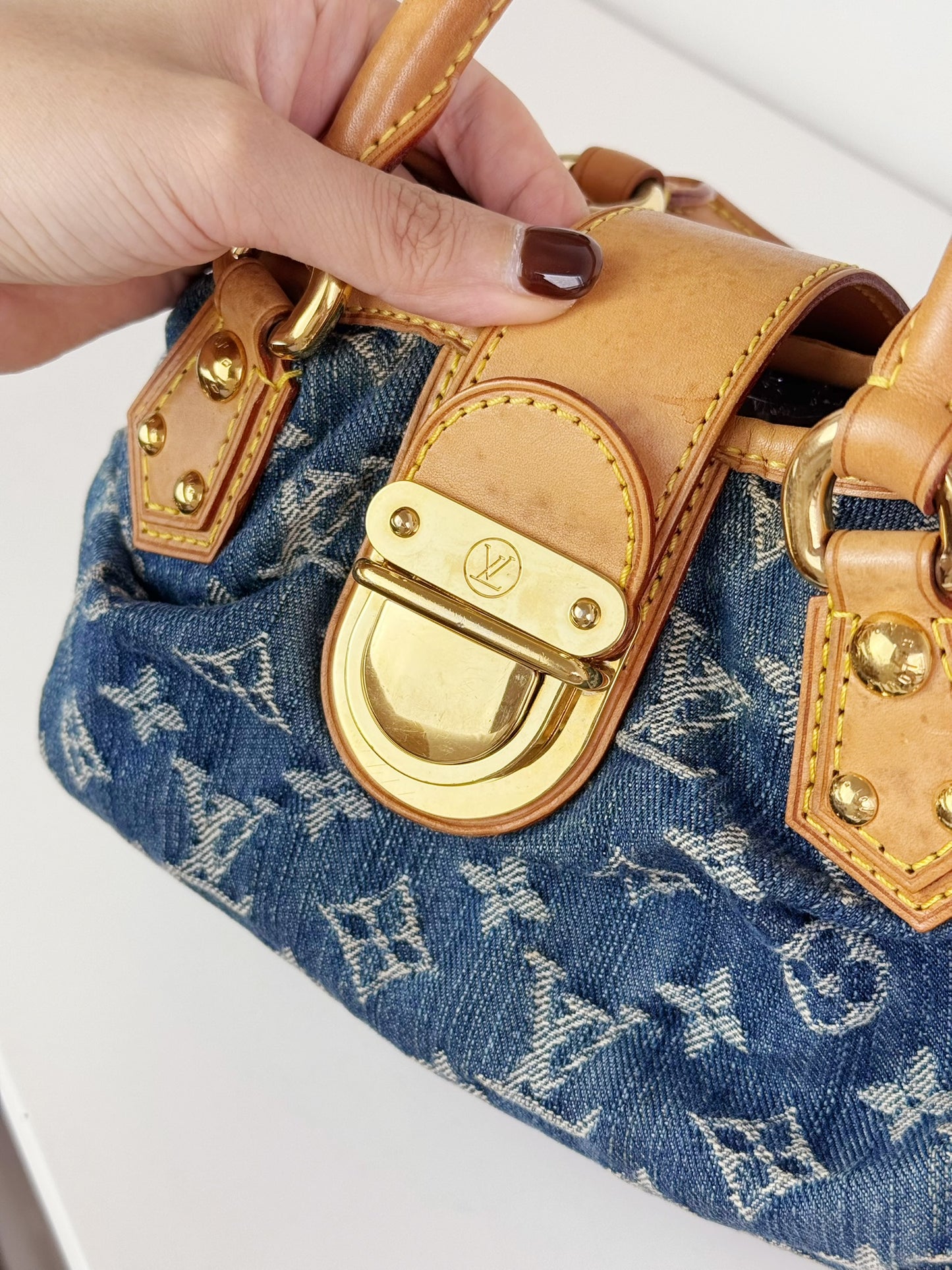 Louis Vuitton Denim Pleaty Handbag Crossbody Bag
