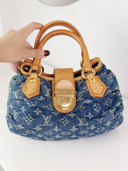 Louis Vuitton Denim Pleaty Handbag Crossbody Bag