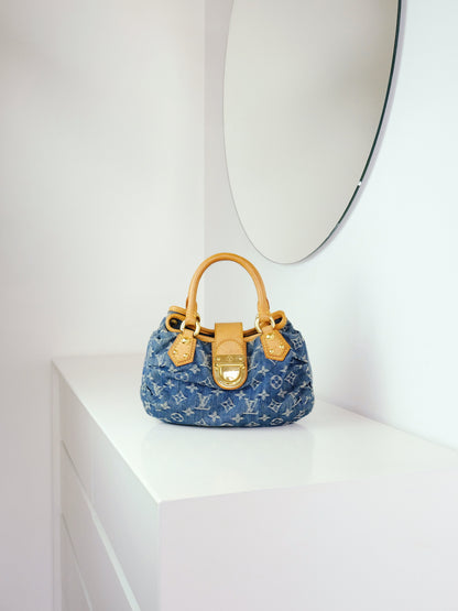 Louis Vuitton Denim Pleaty Handbag Crossbody Bag
