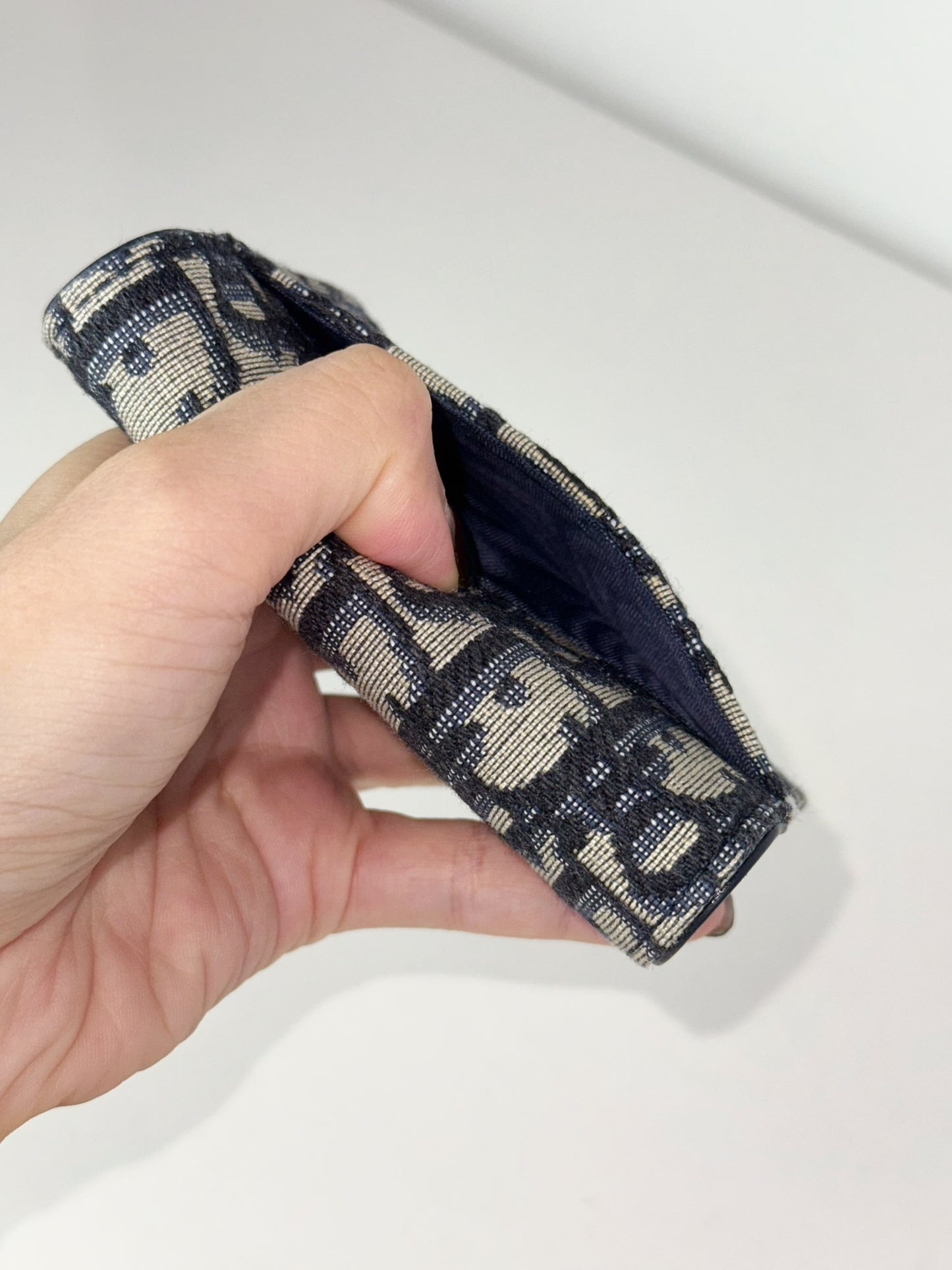 Christian Dior Indigo Oblique Canvas Saddle Card Holder Wallet