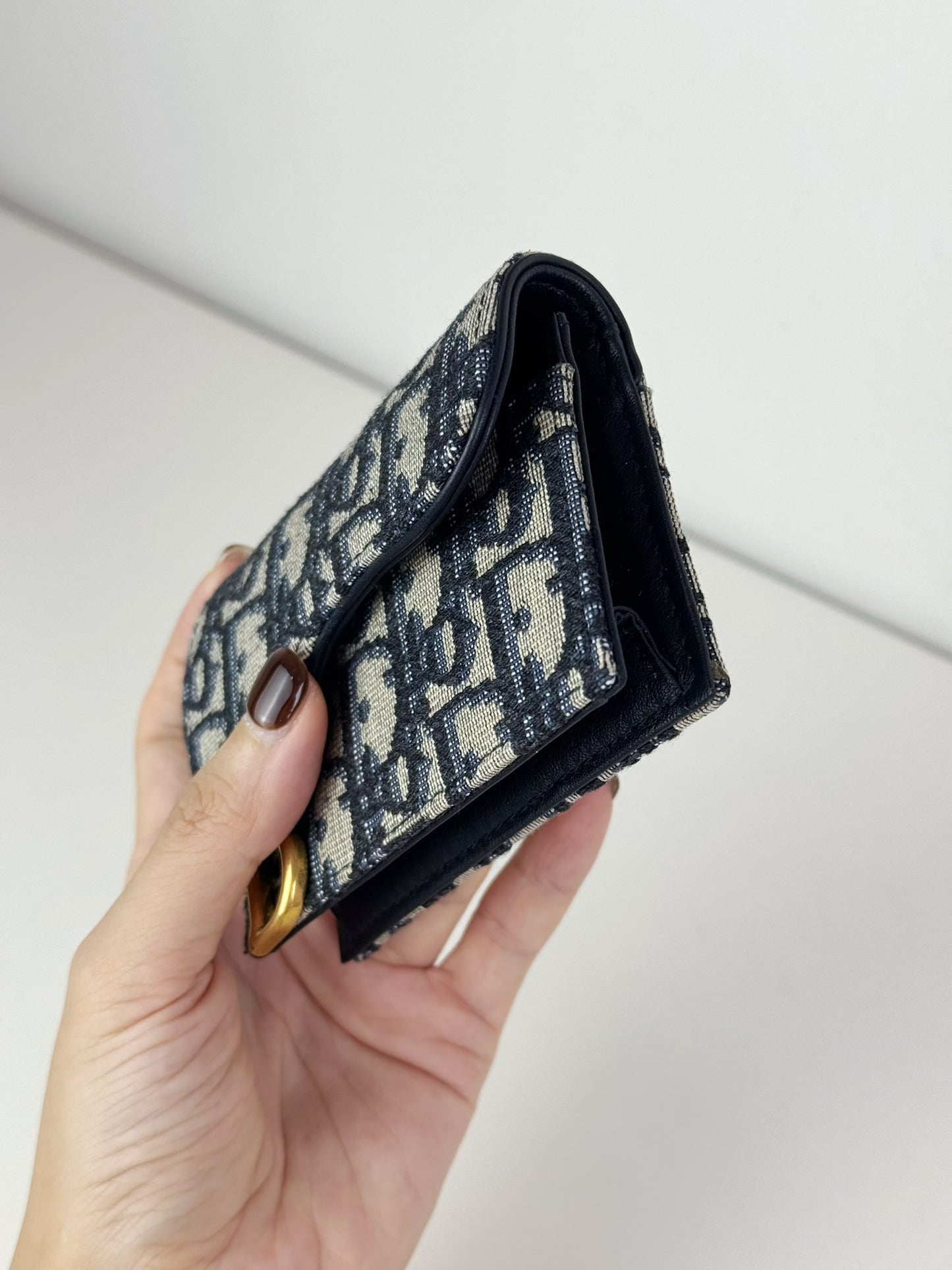 Christian Dior Indigo Oblique Canvas Saddle Card Holder Wallet