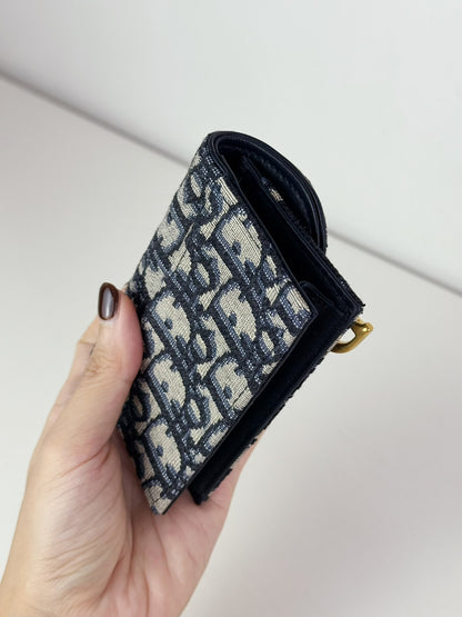 Christian Dior Indigo Oblique Canvas Saddle Card Holder Wallet