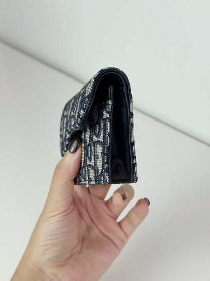 Christian Dior Indigo Oblique Canvas Saddle Card Holder Wallet