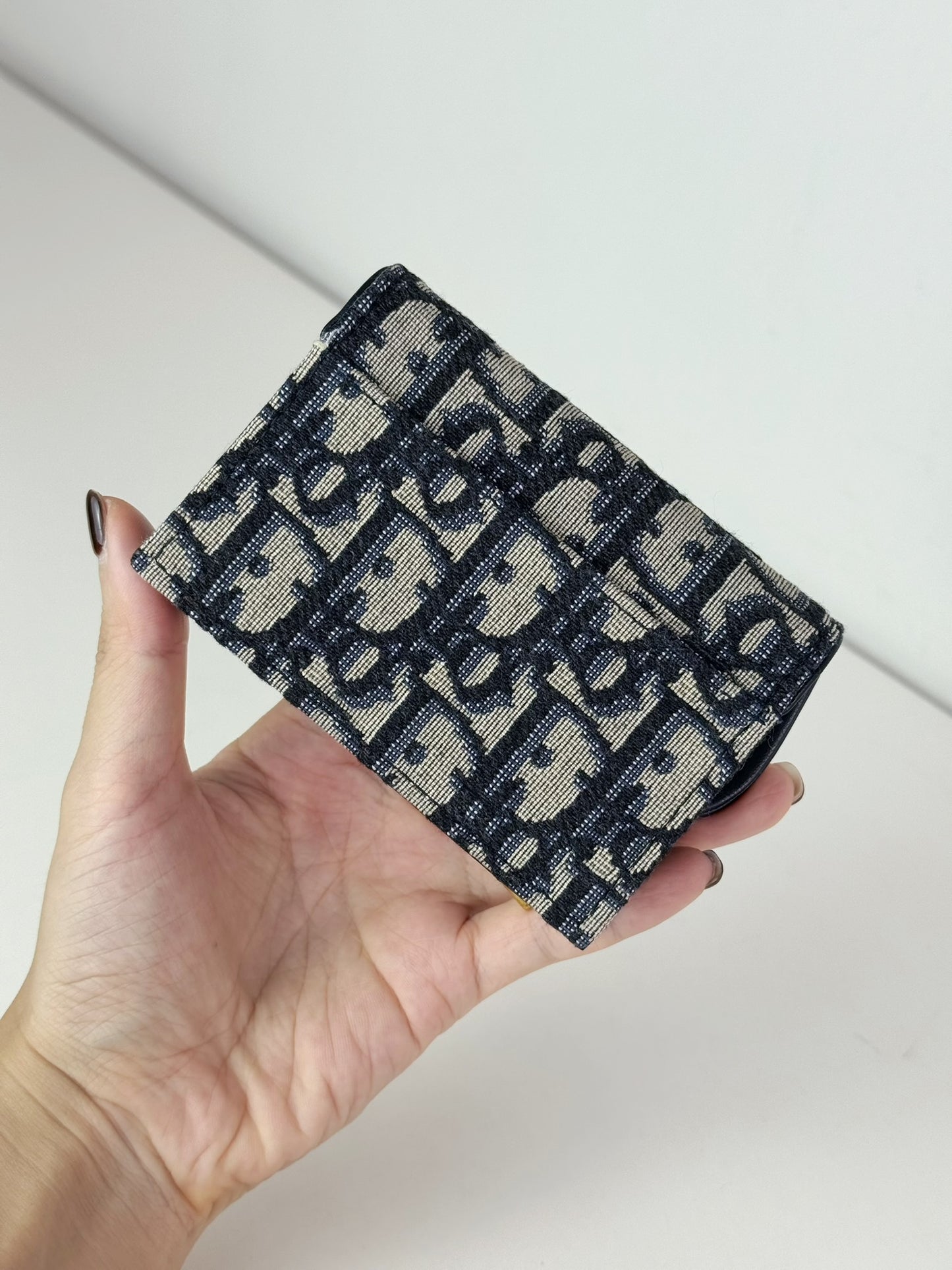 Christian Dior Indigo Oblique Canvas Saddle Card Holder Wallet