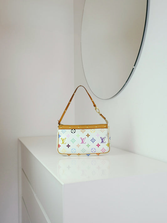 Louis Vuitton Vintage Takashi Murakami Multicolor Pochette Accessoires Shoulder Crossbody Bag