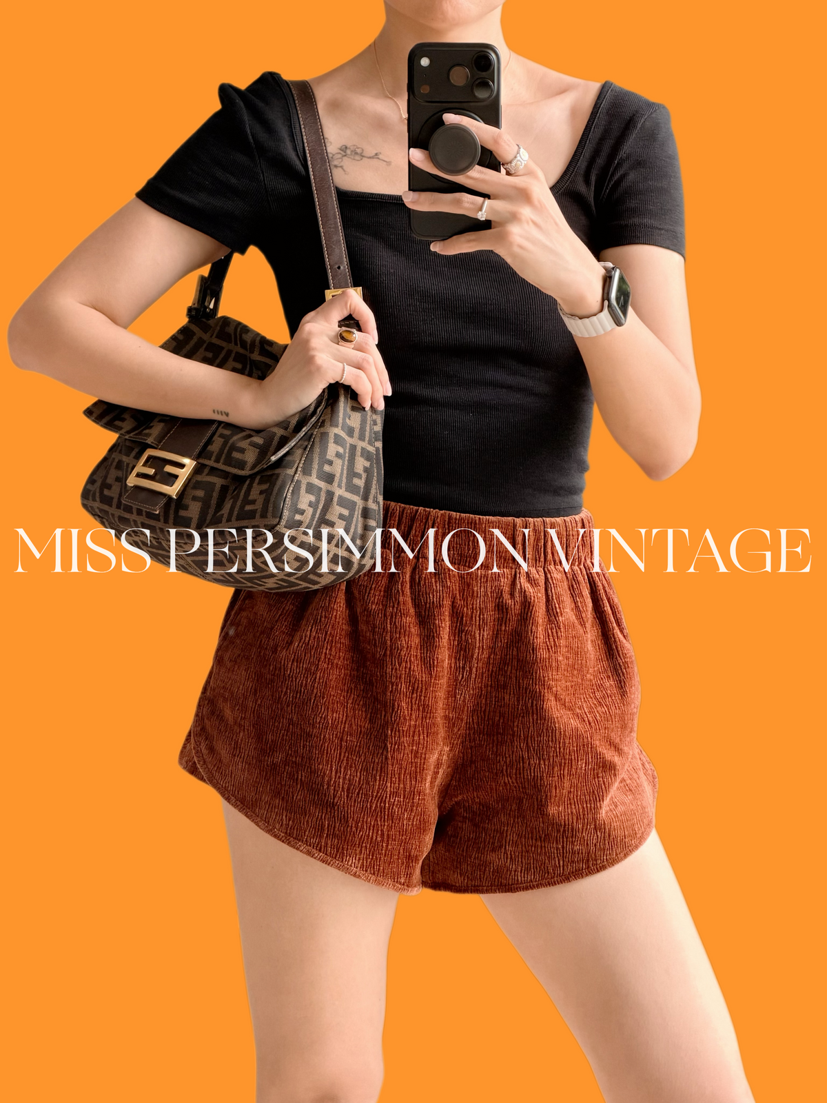 Fendi Vintage Zucca Mamma Gold Baguette Shoulder Bag