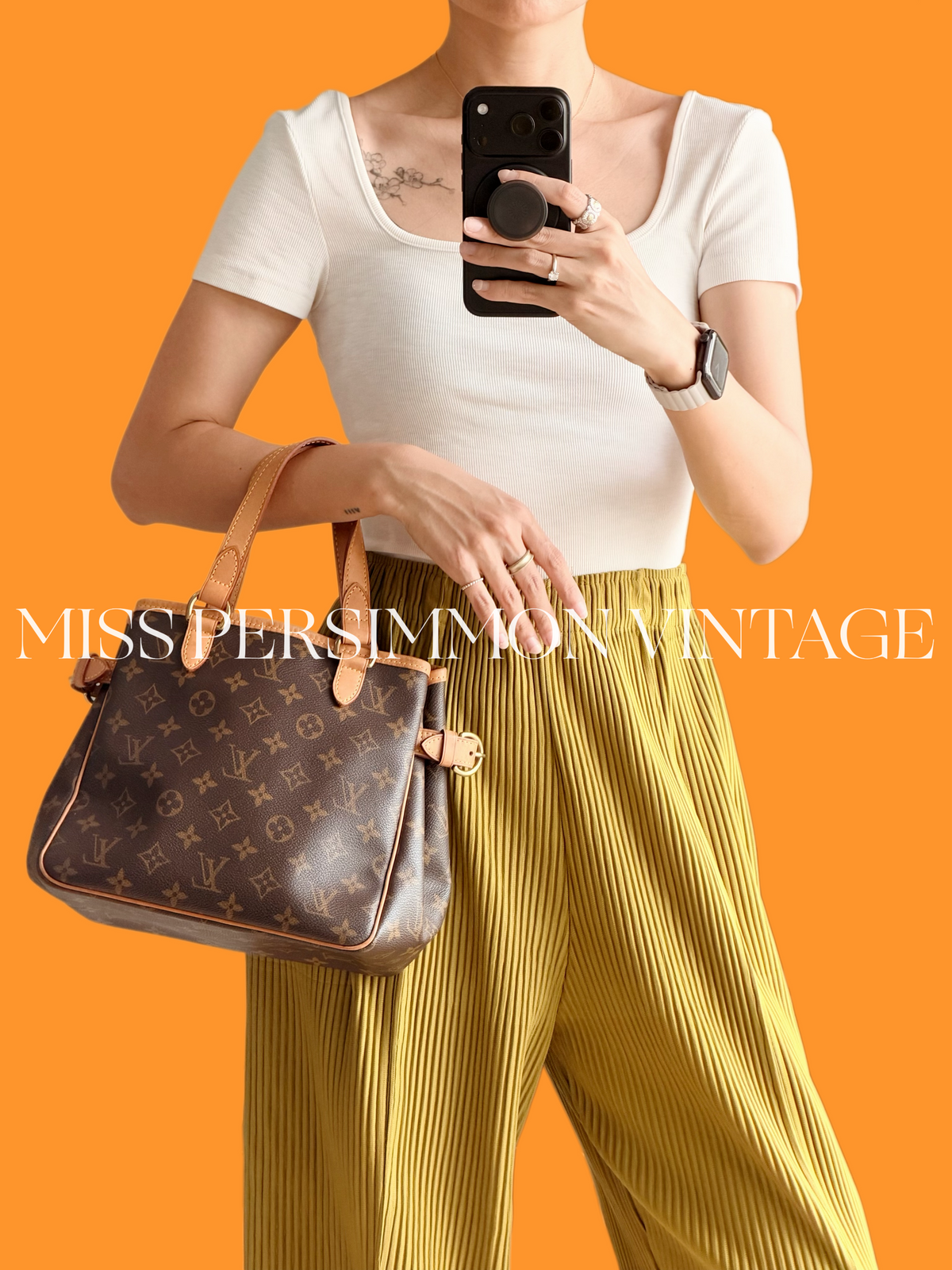 Louis Vuitton Vintage Batignolles PM Tote Handbag Crossbody Bag