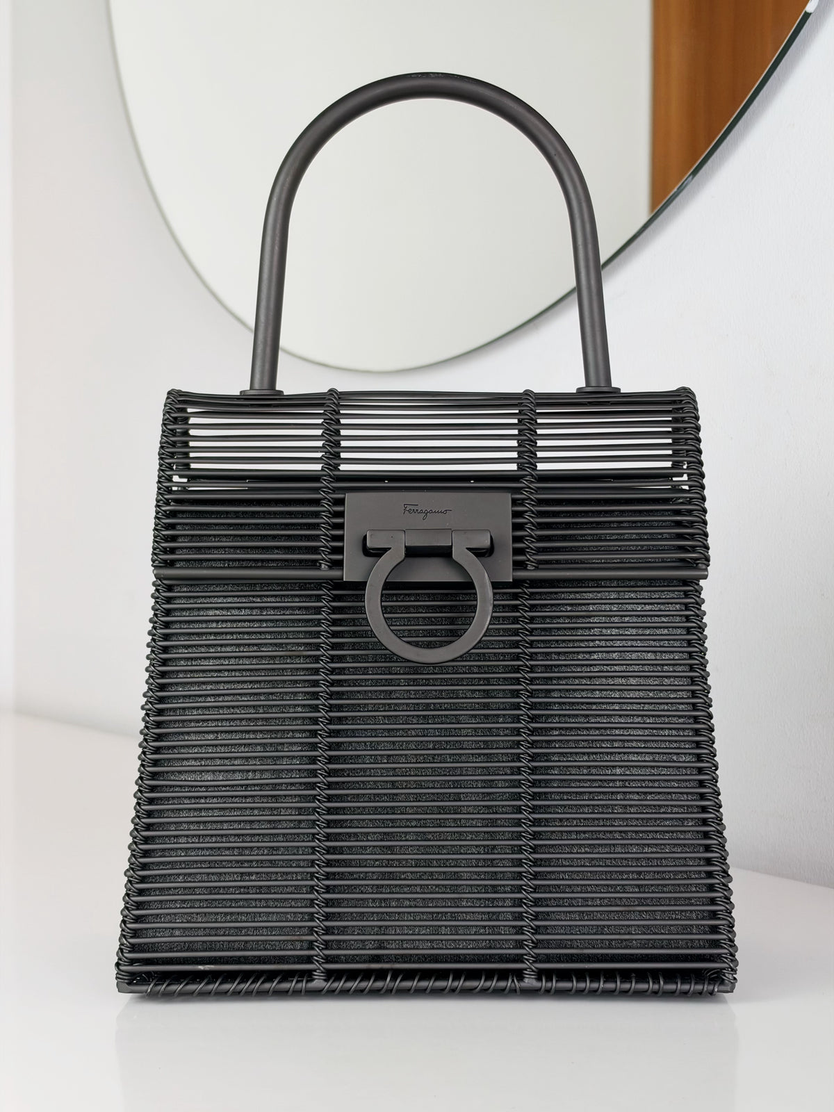 Salvatore Ferragamo Vintage Metal Cage Gancini Limited Edition Handbag