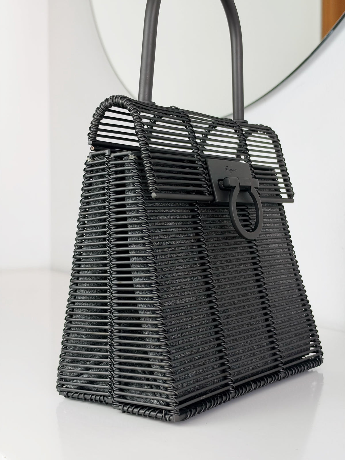 Salvatore Ferragamo Vintage Metal Cage Gancini Limited Edition Handbag