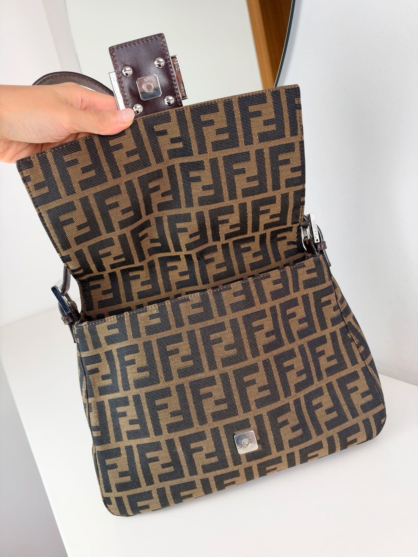Fendi Vintage Zucca Mamma Baguette Shoulder Bag