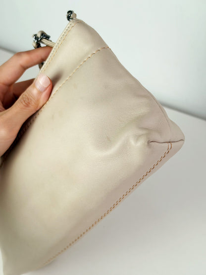 Chanel Vintage Beige Lambskin Chain Pouch