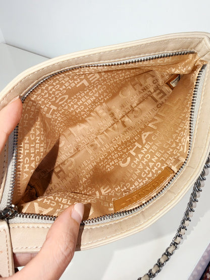 Chanel Vintage Beige Lambskin Chain Pouch